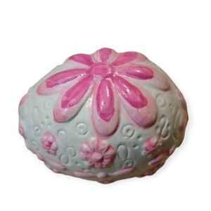 Vintage Ceramic Flower Easter Eggs Painted White And Pink Made in Japan